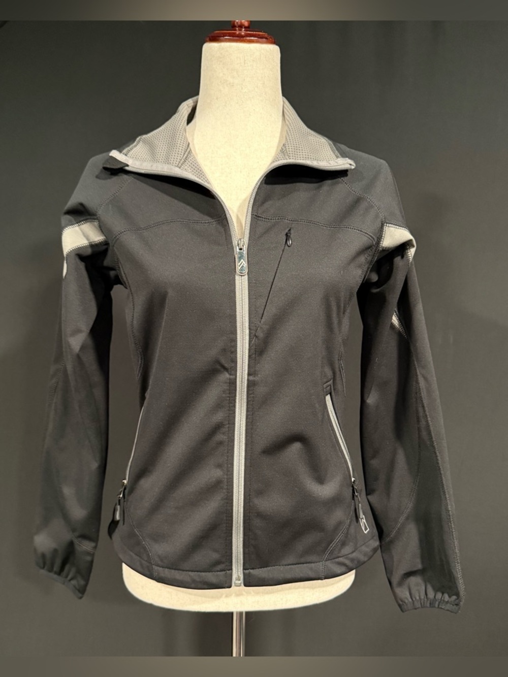 Alpine Black Utility Zip Jacket with Gray Trim